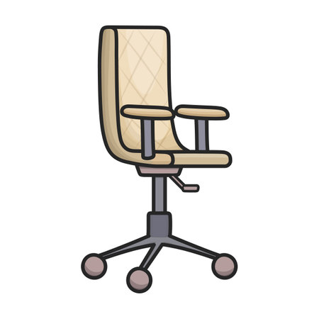 Office chair icon in cartoon style isolated on white background. Office furniture symbol stock vector illustration.のイラスト素材