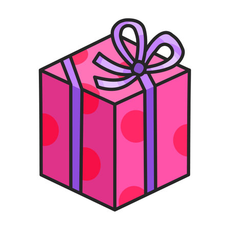 Gift box vector icon.Color vector logo isolated on white background gift box.のイラスト素材