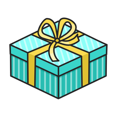 Gift box vector icon.Color vector logo isolated on white background gift box.のイラスト素材