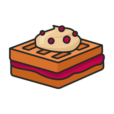 Waffle with bubble vector icon.Color vector logo isolated on white background waffle with bubble.のイラスト素材