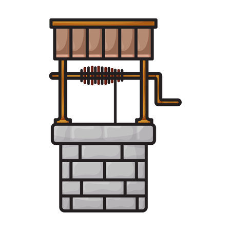 Wooden well vector icon.Color vector logo isolated on white background wooden well.のイラスト素材