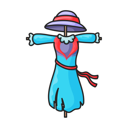 Scarecrow vector icon.Color vector logo isolated on white background scarecrow.のイラスト素材