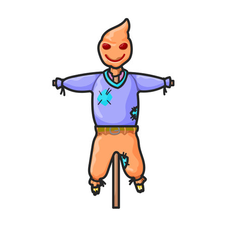Scarecrow vector icon.Color vector logo isolated on white background scarecrow.のイラスト素材