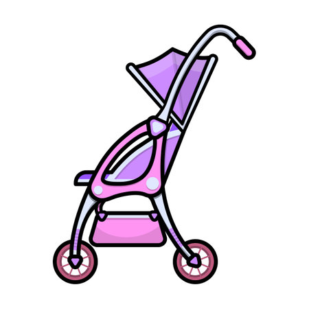 Stroller vector icon. Color vector logo isolated on white background stroller.のイラスト素材
