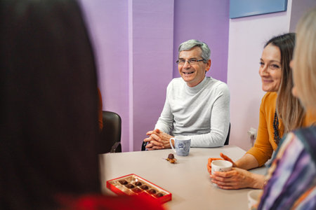 Teachers meeting at language learning school