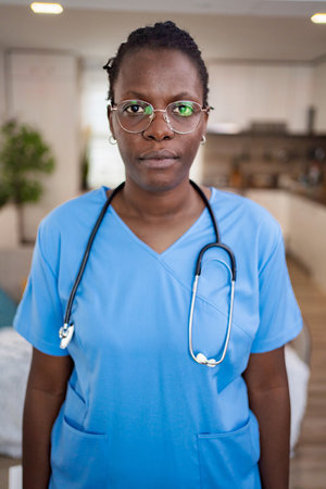 Doctor ready for patient care in medical officeの写真素材