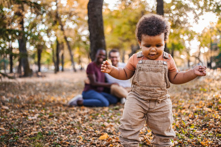 First Steps in Autumn Splendorの写真素材