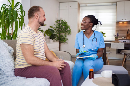 Home healthcare visit brings comfort and connectionの写真素材