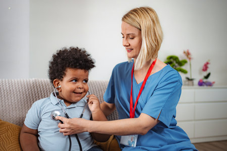 Home visit by family doctorの写真素材