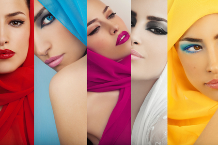 beautiful woman portrait, different styles, collage photographyの写真素材