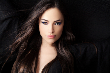 beautiful woman portrait with expressive look, studioの写真素材