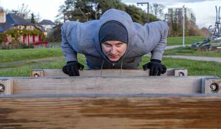 the guy goes in for sports outdoors, man goes in for workout