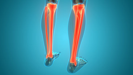 3D Illustration Concept of Human Skeleton System Tibia and Fibula Bone Joints Anatomy