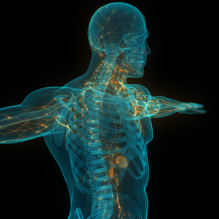 3D Illustration Concept of Human Internal System Lymph Nodes Anatomy