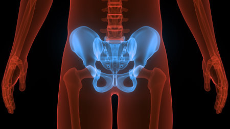 3D Illustration Concept of Human Skeleton System Pelvic Girdle Bone Joints Anatomyの写真素材