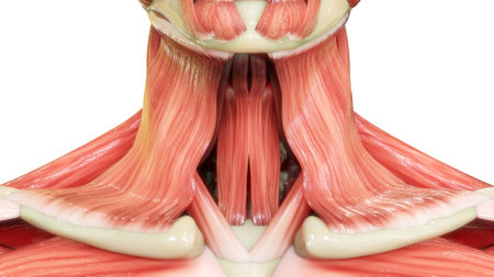 3D Illustration Concept of Human Muscular System Neck Muscles Anatomyの写真素材