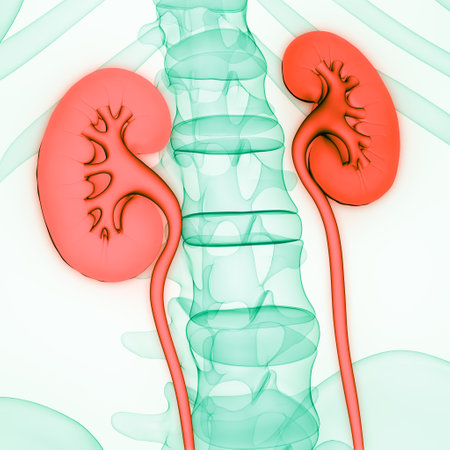 3D Illustration Concept of Human Urinary System Kidneys Anatomyの写真素材
