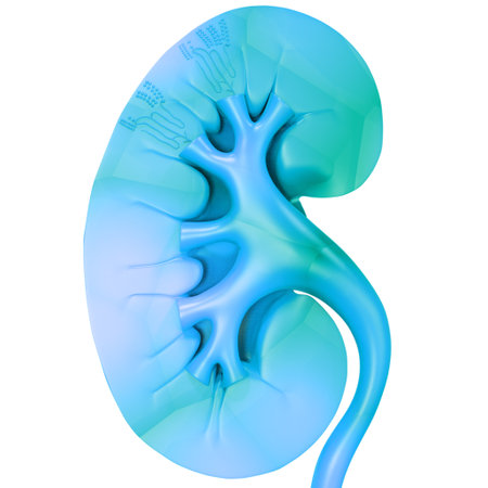 3D Illustration Concept of Human Urinary System Kidneys with Bladder Anatomyの写真素材