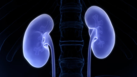 3D Illustration Concept of Human Urinary System Kidneys with Bladder Anatomy