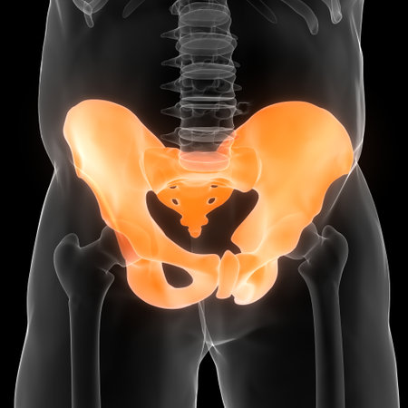 3D Illustration Concept of Human Skeleton System Pelvic Girdle Bone Joints Anatomyの写真素材