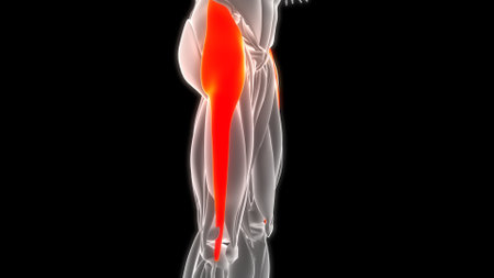 3D Animation Concept of Human Muscular System Leg Muscles Tensor Fasciae Latae Muscles Anatomyの写真素材