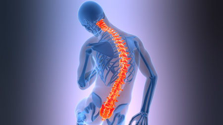 3D Illustration Concept of Spinal Cord Vertebral Column of Human Skeleton System Anatomy