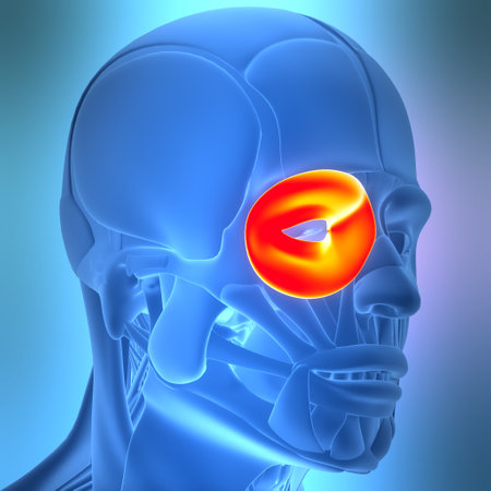 3D Illustration Concept of Human Body Muscular System Head Muscles Orbicularis Oculi Muscle Anatomyの写真素材