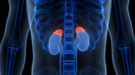 3D Illustration Concept of Human Body Glands Adrenal Gland Anatomy