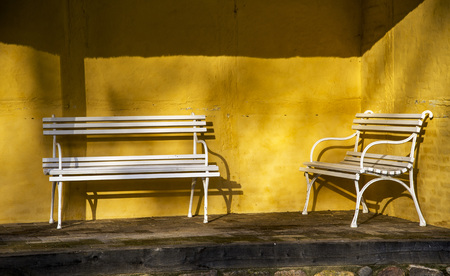 The benches in the sun. Shot in Denmarkの写真素材
