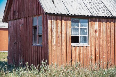 The old fishing houses in Hvide Sandeの写真素材