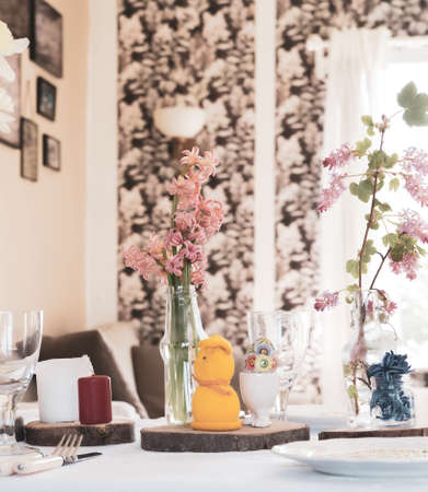 The beautiful Danish Easter tableの写真素材