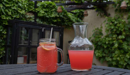 The tasty homemade summer lemonadeの写真素材