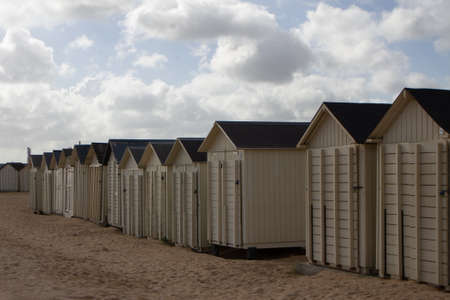 The beautiful bath houses in Ouistrehamの写真素材