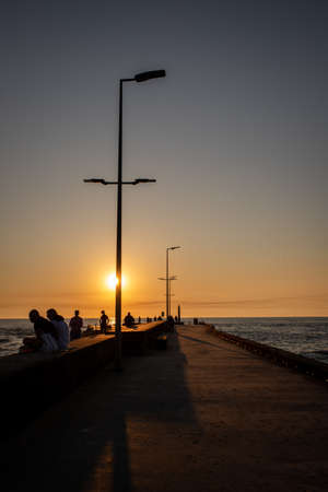 The beautiful pier at the danish Western coastのeditorial素材