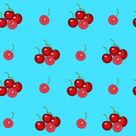 Cherry Pattern background seamless design for tea, juice, natural cosmetics and texture fabric, wrapping, wallpaper. Vector illustrationのイラスト素材