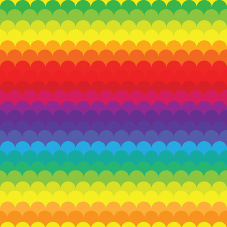 vector illustration / rainbow horizontal stripes and waves background or wallpaperのイラスト素材