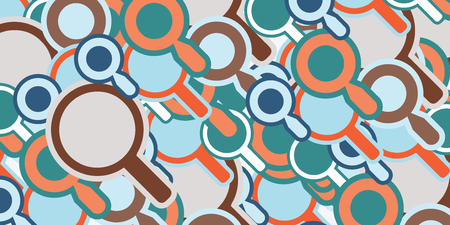 horizontal vector illustration for big number of magnifiers or search concept for website banner backgroundのイラスト素材