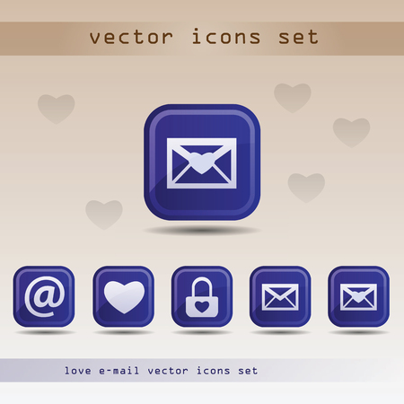 Set email symbols with hearts.のイラスト素材