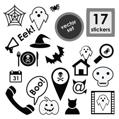 Set of halloween icon labels and stickersのイラスト素材