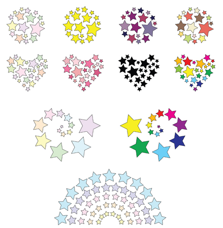 Illustation of different colorful shapes with small stars.のイラスト素材