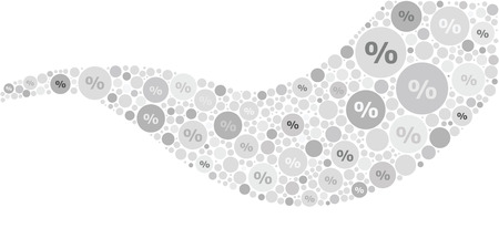 vector illustration of curved wave with percent symbols for sales and discounts background with gray shadesのイラスト素材