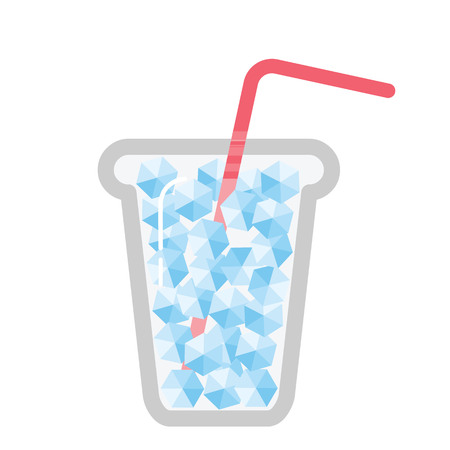 cold drink with ice cubes in high glassのイラスト素材