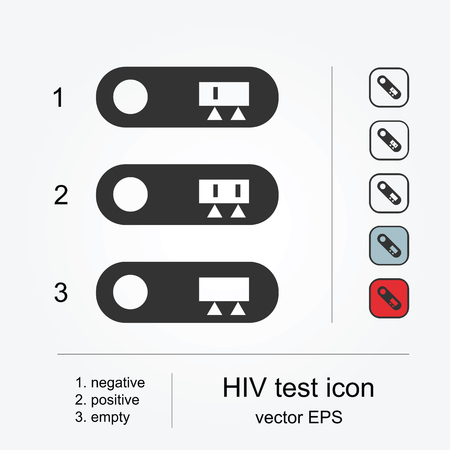 A vector illustration for HIV test icon with positive or negative results and empty or invalid test.のイラスト素材