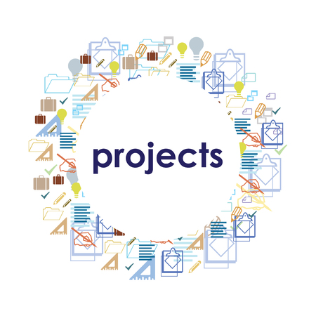 Vector illustration / circle design / projects letteringのイラスト素材