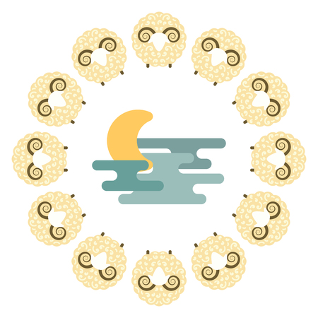 vector illustration for insomnia concepts with counting ships method to fall asleepのイラスト素材