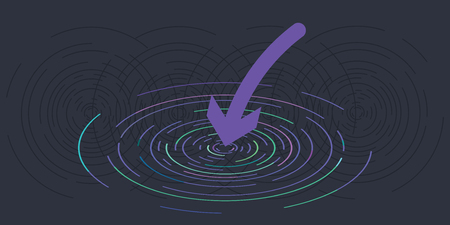 vector illustration of concentric blue circles with blue arrow in center for goals setting conceptのイラスト素材