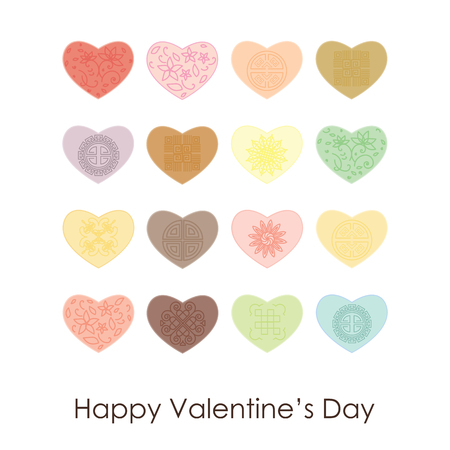 vector illustration of pattern with heart shape cookies or mooncakes for Valentines day greetingのイラスト素材