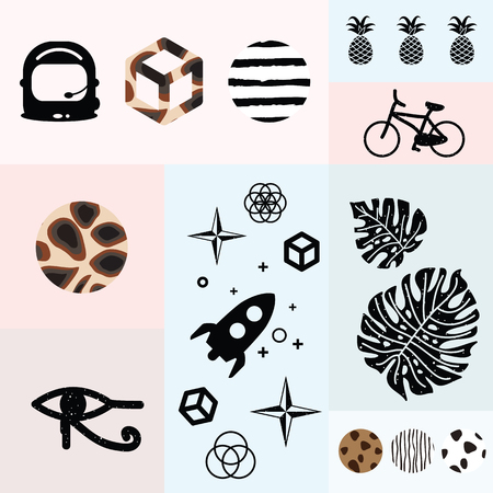 vector illustration / abstract blocks / tropical cosmic design elementsのイラスト素材