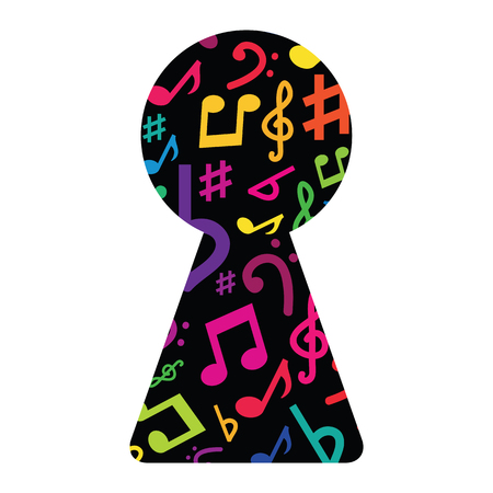 vector illustration of colorful keyhole with music notes inside for creating new composition and melody designsのイラスト素材