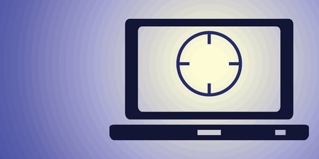 vector illustration for magnifier and concentric circles on computer screen for focusing and concentration conceptのイラスト素材